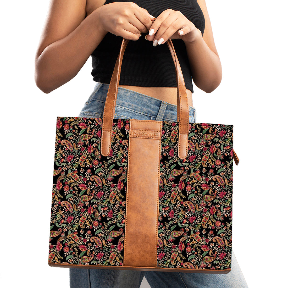 Kaaytee Women Printed Canvas Laptop Bag