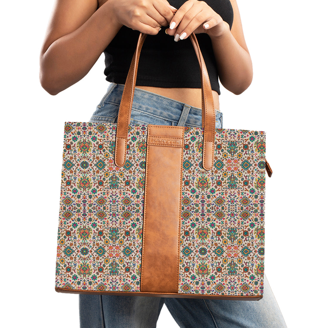 Kaaytee Women Printed Canvas Laptop Bag