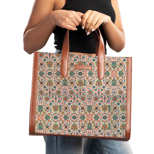 Kaaytee Women Printed Canvas Laptop Bag