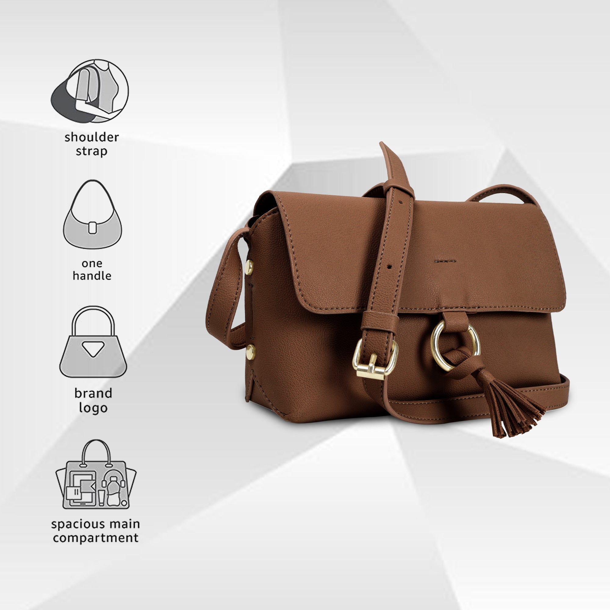 Style Bite Brown Faux Leather Women Sling Bag