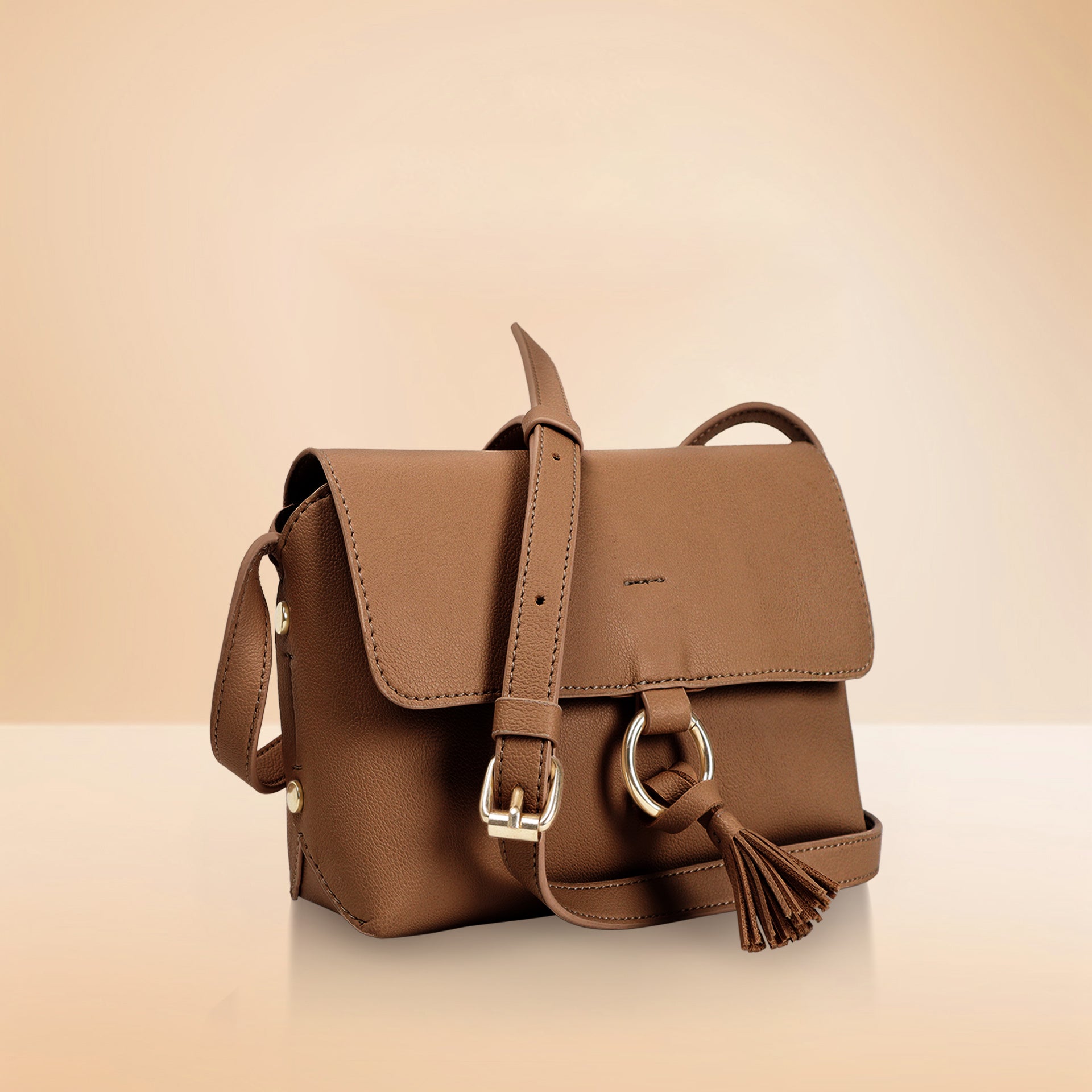 Style Bite Brown Faux Leather Women Sling Bag