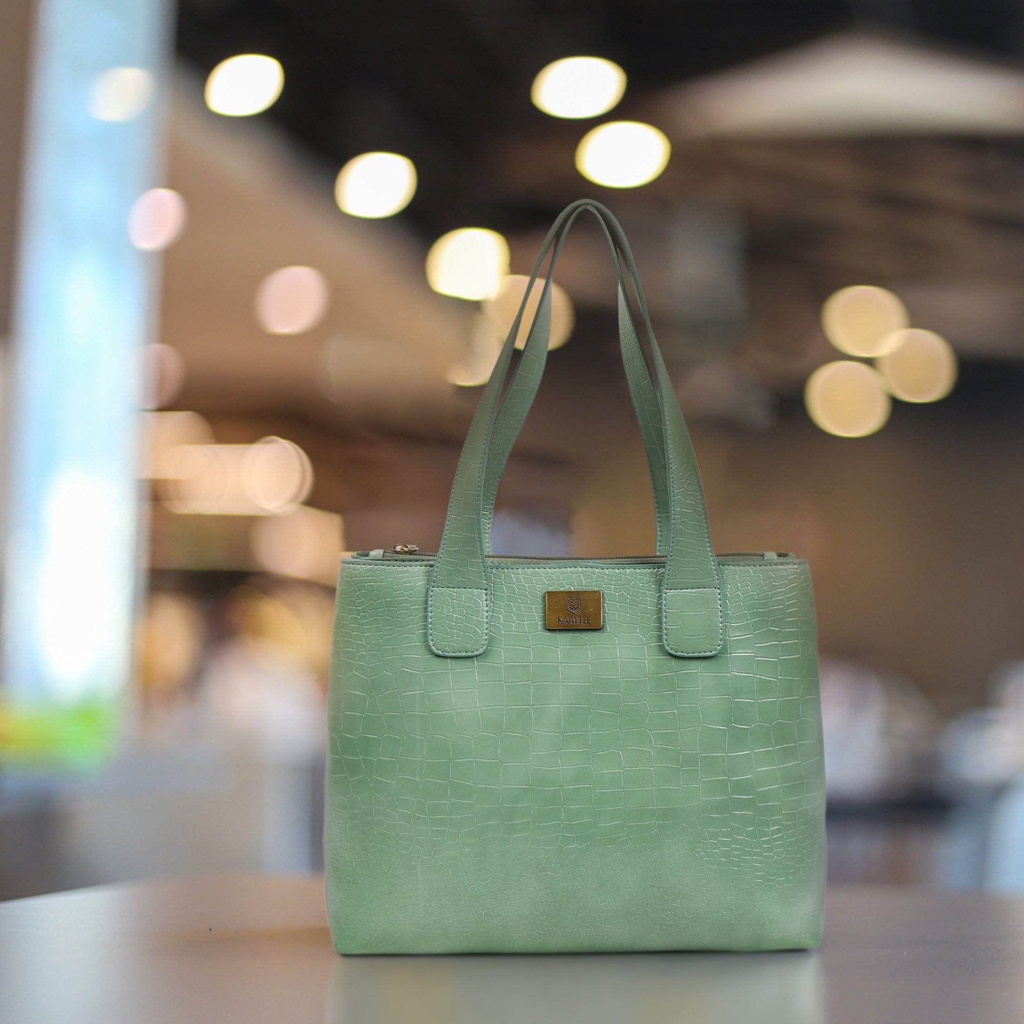 Green Faux Leather Women Handbag