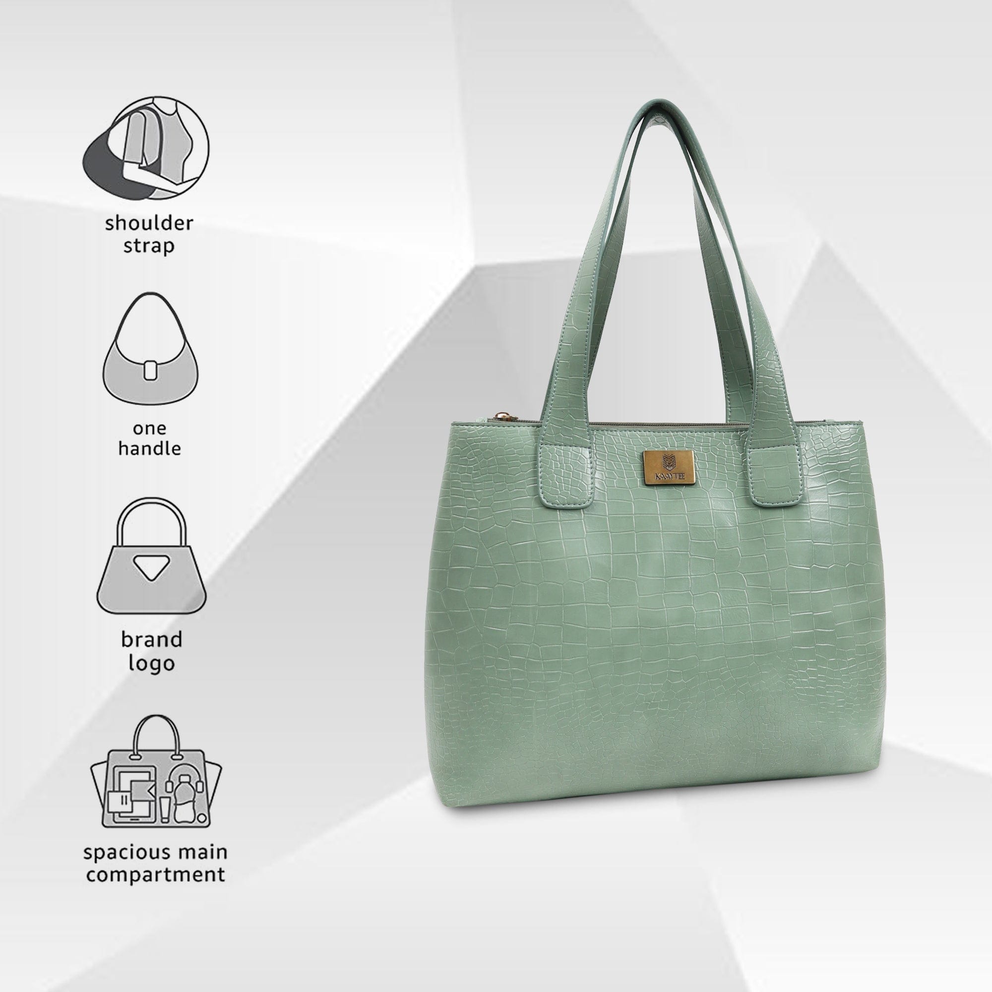 Green Faux Leather Women Handbag