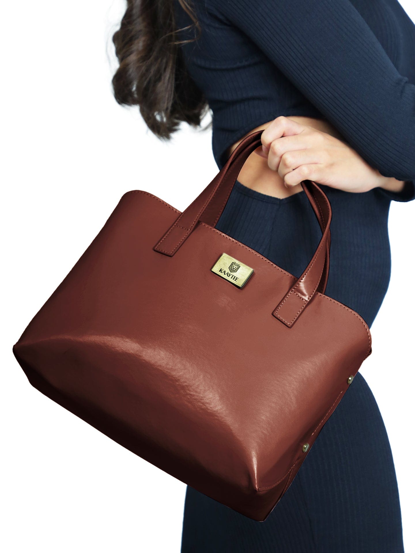 Tawny Brown Faux Leather Women Handbag