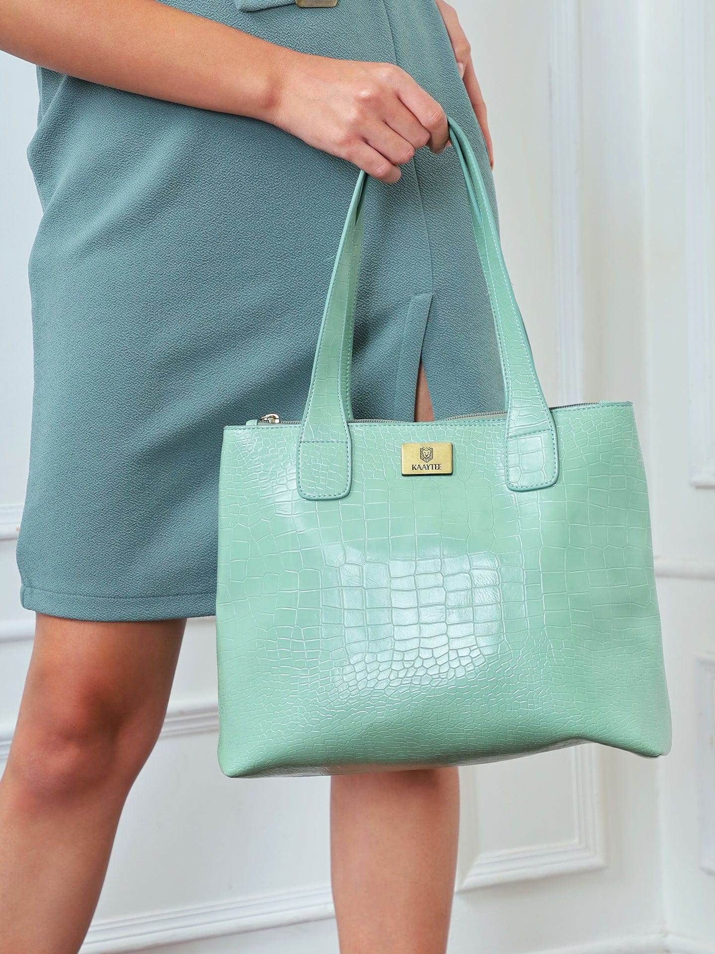 Green Faux Leather Women Handbag