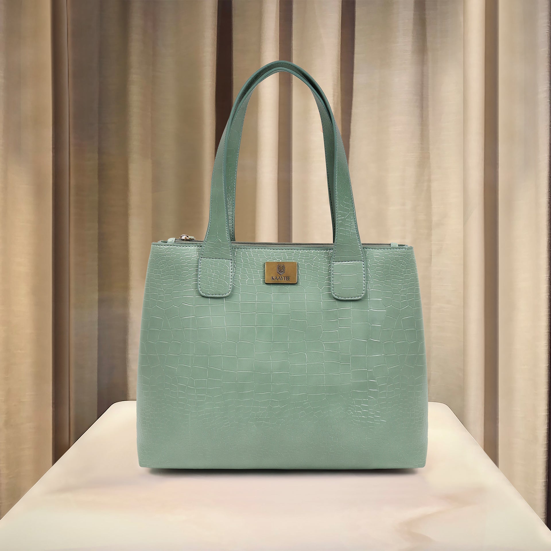 Green Faux Leather Women Handbag