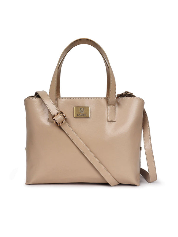 Ivory Faux Leather Women Handbag