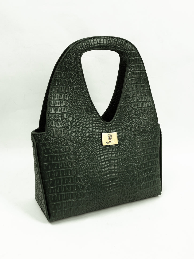 Olive Green Faux Leather Women Handbag