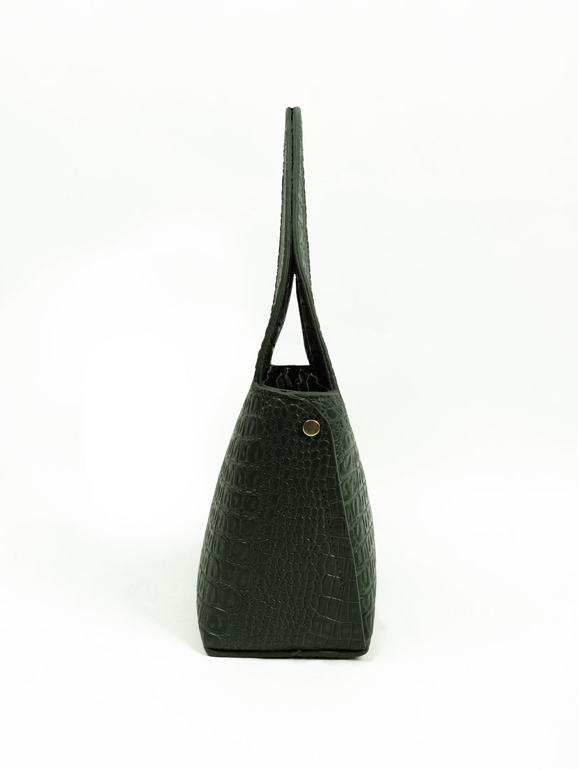 Olive Green Faux Leather Women Handbag