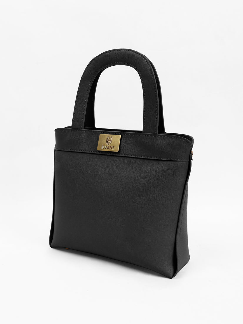 Black Faux Leather Women Handbag