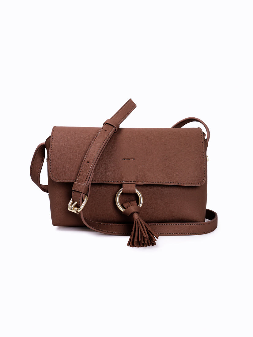 Style Bite Brown Faux Leather Women Sling Bag