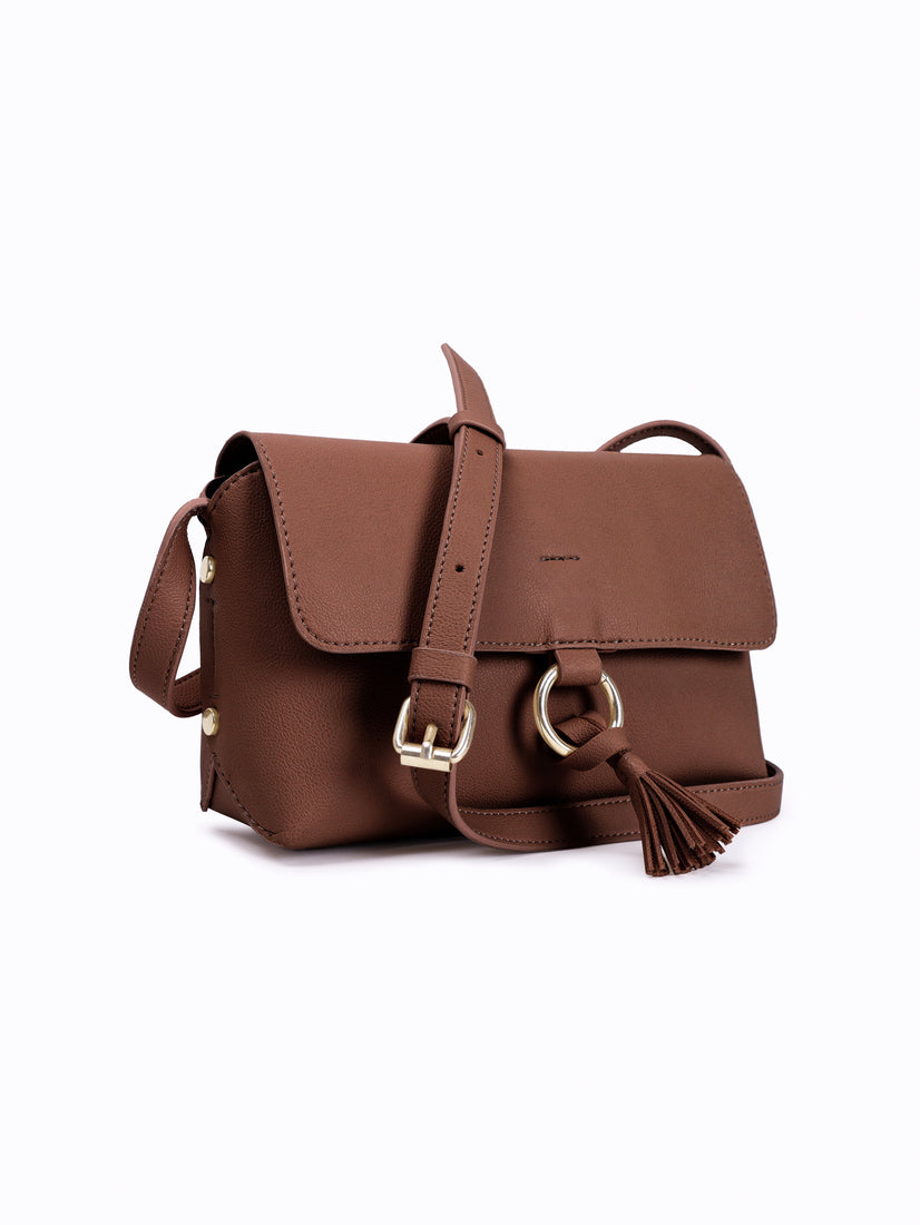 Style Bite Brown Faux Leather Women Sling Bag