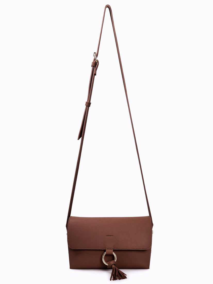 Style Bite Brown Faux Leather Women Sling Bag