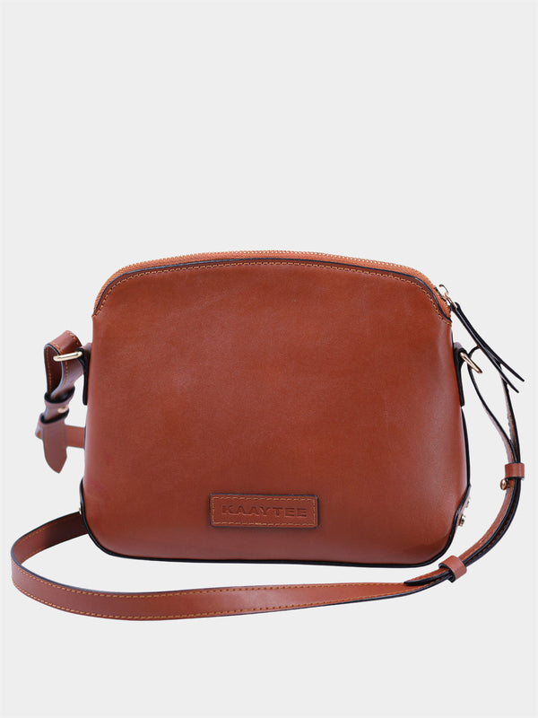 Brown Stitch Design Sling Bag for Women